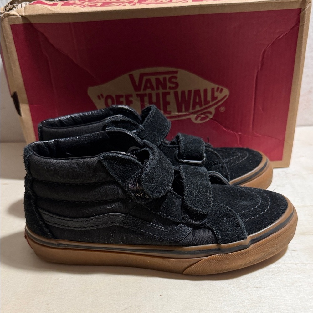 Vans Kids Black Sneakers with Brown Sole